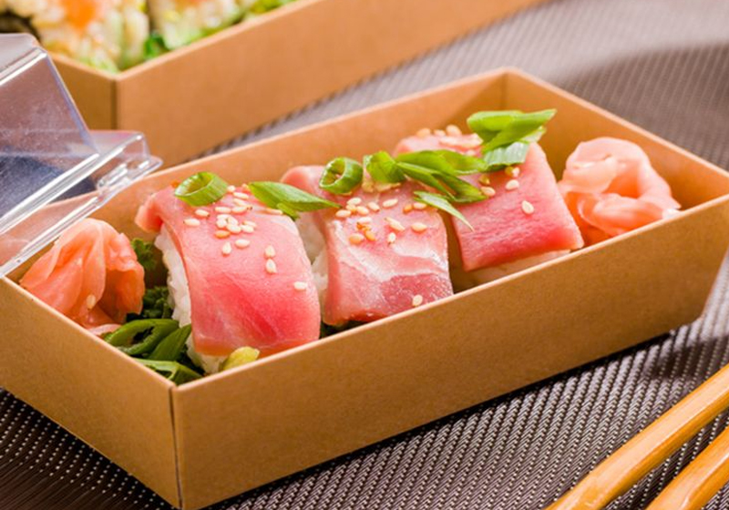 Biologisk nedbrytbar engangs sushi papirboks